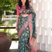 Floral Woven Saree - Front View