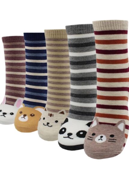 INFISPACE Girl's Cute Bunny Soft Cotton Ankle Length Socks (Pack Of 5, Multicolor)