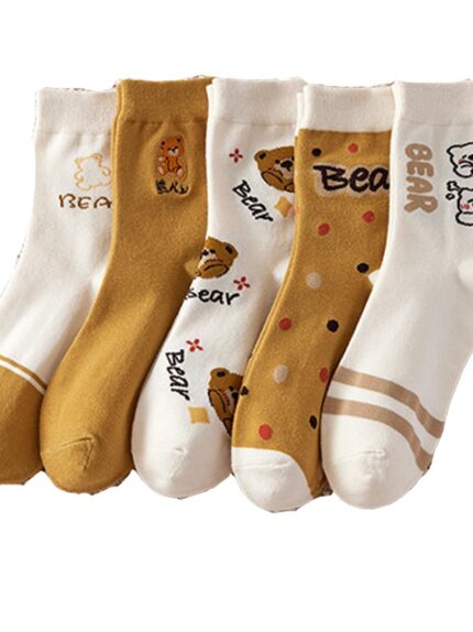 Women Calf Length Cute Socks | Fruit Theme Design | Set of 5