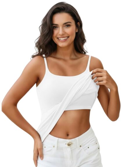 Women's Shelf Bra Camisole Tops Adjustable Spaghetti Strap Cami Tank Cotton Undershirts