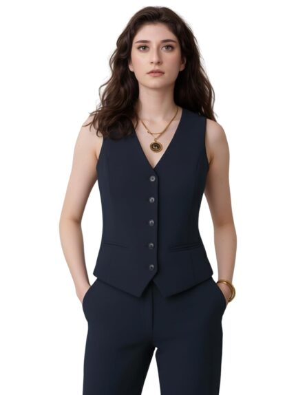ROCKSY Stylish Waistcoat for Women | Formal Tops for Women | Sleeveless V Neck Office Wear Jacket