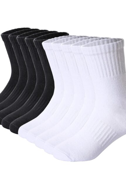 DoSmart Kids Athletic Crew Socks Boys Girls Classics Cotton School Uniform Childs Sports Breathable Casual Socks 10 Pairs