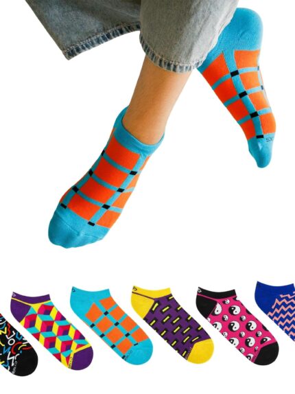 DYNAMOCKS Men's and Women's Combed Cotton Ankle Length Socks (Pack of 6) (Multicolour, Free Size)