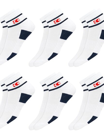 Sports Socks Men with Cushion, Stripe Design, Quarter Length, Pack of 6 (Free Size)