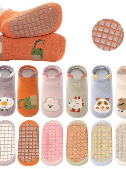 Baby Non-Slip Ankle Socks Cartoon Cute Grip Socks For Babies Boys Girls Multicolor 5/6 Pair