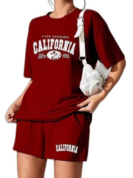 T-Shirt and Shorts Set for Ladies Girls Women Night Suit Set for Night wear Top with Shorts Graphic Printed Nightsuit Set Cotton Round Neck Half Sleeves Breathable Stylish