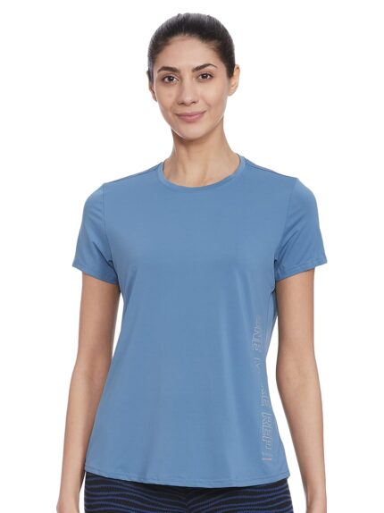 Van Heusen Women's Polyester Regular Fit Proactive Anti Bacterial T-Shirt - Round Neck, Moisture Wicking, Short Sleeve