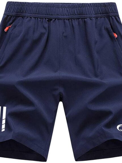 CBlue Men's Outdoor Quick Dry Lightweight Sports Shorts with 2 Zipper Pockets, Breathable Hiking Running Gym Workout Athletic Shorts