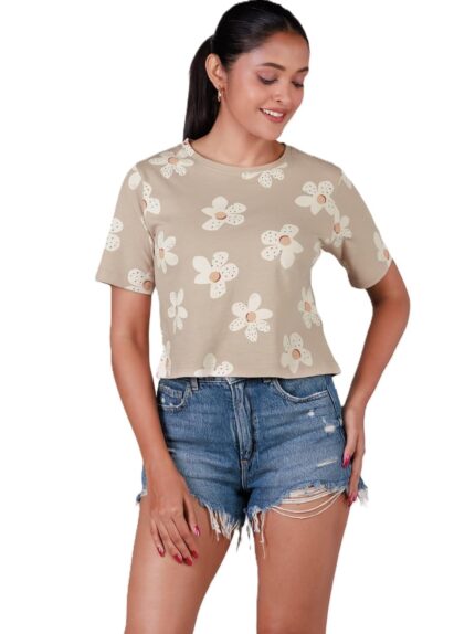 Women Cotton T-Shirt | Regular Fit Round Neck Tee | Soft & Comfortable Casual Wear Top for Girls & Women