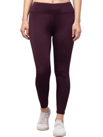 Generic Women's Polyester Solid Ankle Length High-Rise Tights (Purple)