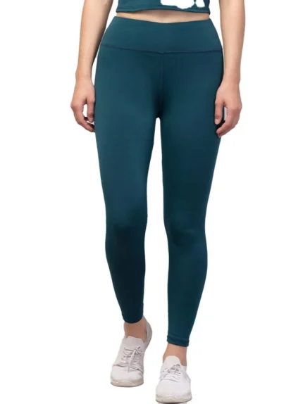 Generic Women's Polyester Solid Ankle Length High-Rise Tights (Green)