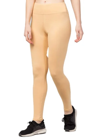 Generic Women's Polyester Solid Ankle Length High-Rise Tights (Beige)