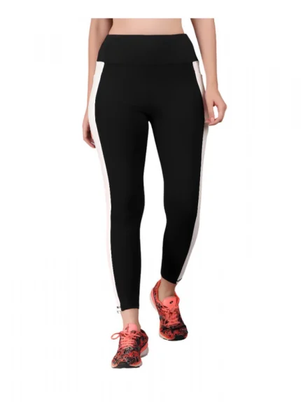 Generic Women's Polyester Solid Ankle length High Waisted Tights (Black)