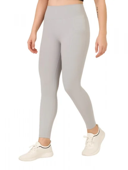 Generic Women's Polyester Solid Ankle length High Waisted Tights (Grey)