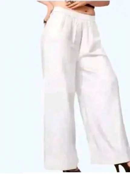 Generic Women's Casual Rayon Solid Ankle Length Palazzo (White, Free Size)