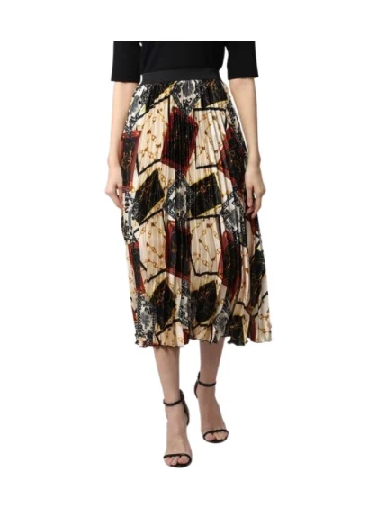 Generic Women's Satin Pleated Elasticated Skirt (Multicolor)