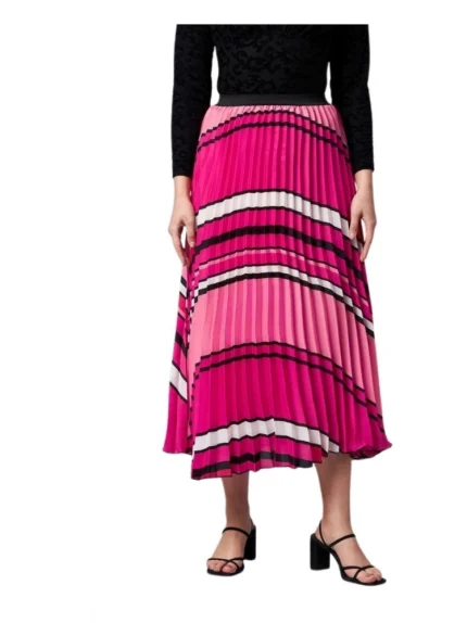 Generic Women's Satin Pleated Elasticated Skirt (Pink)