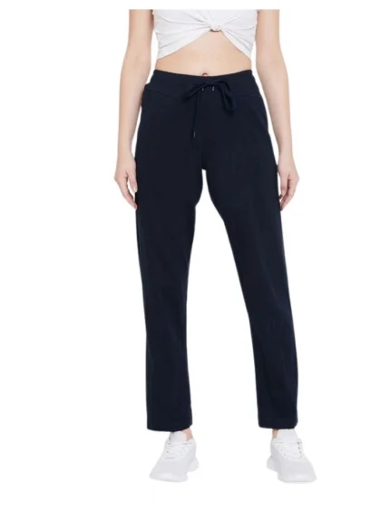 Generic Women's Cotton Solid Elasticated Track Pants (Navy)